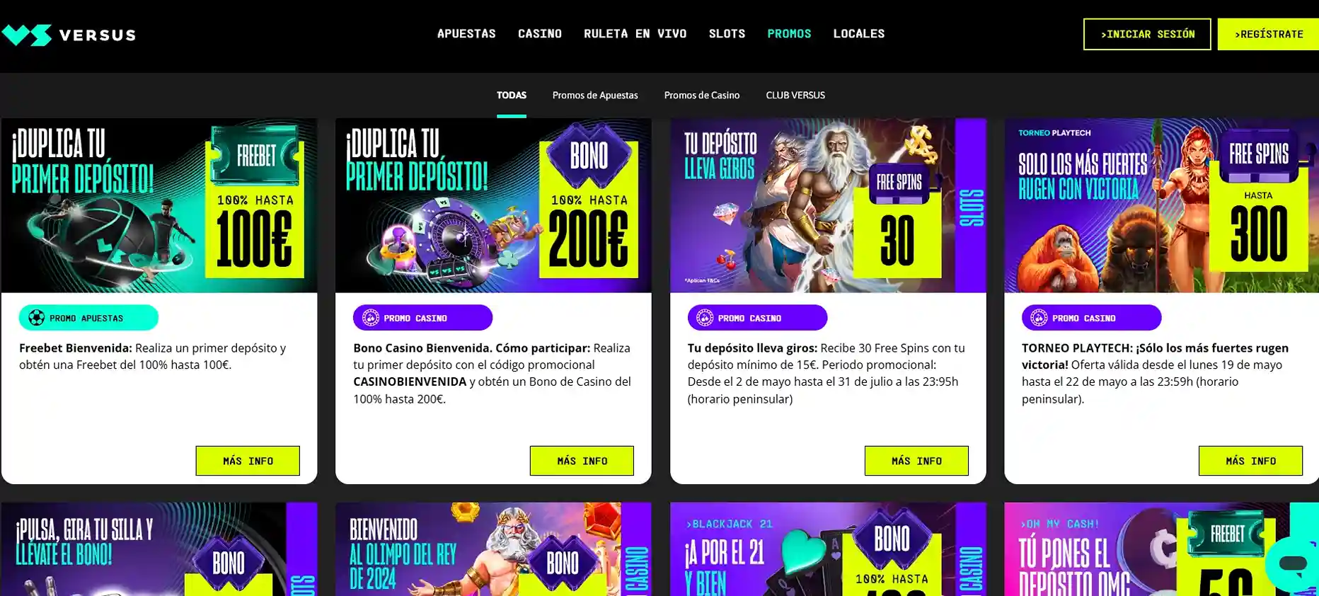 Bono sin depósito disponible en Versus Casino